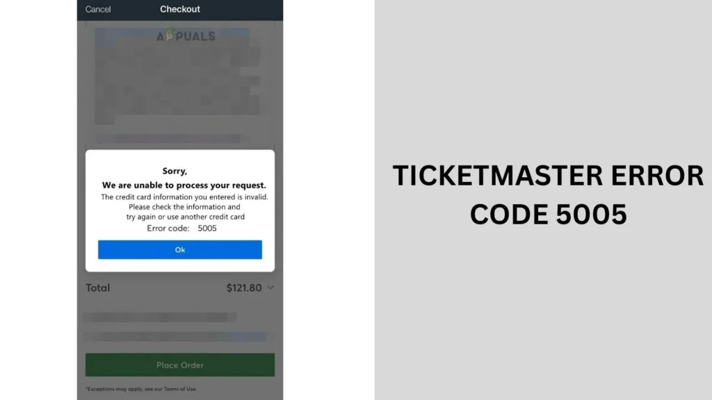 ticketmaster error code 5005